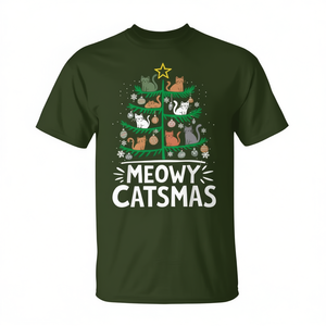 Camiseta Meowy Catmas con diseño de árbol de Navidad y gato de Santa Claus - Product Image 2