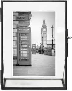 Cadre photo en métal noir personnalisé, double face, verre et métal, cadre photo flottant pour affichage sur table - Product Image 2