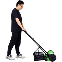 Cortacésped manual de 14 pulgadas con 5 cuchillas y dispositivo para recoger césped, verde