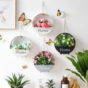 Pot de fleurs mural de style nordique pour salon, <span class=keywords><strong>d</strong></span>écoration de porte, <span class=keywords><strong>d</strong></span>écoration <span class=keywords><strong>d</strong></span>'intérieur, artisanat en <span class=keywords><strong>fer</strong></span>, vase mural rond - Product Image 5