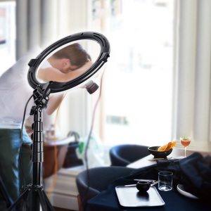 11-дюймовая светодиодная кольцевая лампа с штативом и держателем для телефона, регулируемая цветовая температура (3200-6500K), CRI 85+, 800 лм для прямых трансляций - Product Image 6