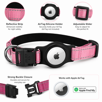 Collier pour chat Air Tag couleur unie avec support intégré, boucle de sécurité détachable, sangle réglable pour chats et chatons