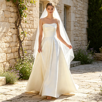 Robe de mariée, robe de mariée en satin style princesse, robe de mariée bustier à décolleté cœur longueur ras du sol pour événements de mariage