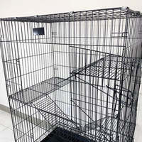 Cage à chat pliable moderne BAIYI à 3/4 étages avec bac à litière en plastique
