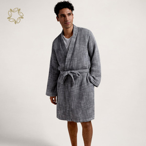 Organic <strong>Waffle</strong> <strong>Robe</strong> for <strong>Men</strong> Bamboo Cotton <strong>Robe</strong> 230 Grams Bathrobe White <strong>Waffle</strong> Hotel Bathrobe Custom Bath <strong>Robe</strong> - Product Image 2
