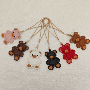 New Trendy PU Leather Little Bear Lanyard-Style Carabiner Keychain Accessory for Car Key Pendant