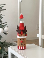 Housse de bouteille de vin tricotée Père Noël en fibre acrylique, décor de vacances Élan/Bonhomme de neige