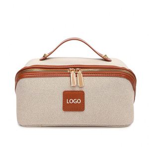 Customized Logo Fashion Luxury Canvas <b>Makeup</b> <b>Bag</b> Women Portable Organizer <b>Large</b> Capacity Zipper Waterproof Travel Cosmetic - Product Image 1