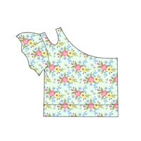 Chemisier d'été pour filles Zhengpai en soie de lait, à volants, à une épaule, manches courtes, imprimé floral, vente en gros personnalisée OEM