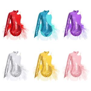 6〜16歳 キッズ 女の子用 スカート付きレオタード ダンスパフォーマンスコスチューム ラテンダンスドレス サンバ衣装 - Product Image 2