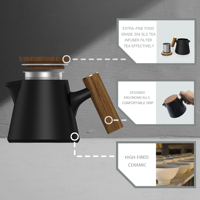 Théière en céramique design personnalisé avec poignée en bois coffret cadeau avec tasse-Vente en gros depuis l'usine de la Chine pour le café et le thé