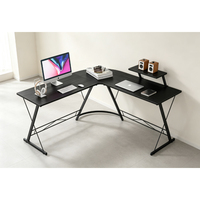 Meubles de bureau à domicile : Bureau de jeu en forme de L, bureau d'ordinateur d'angle réglable en hauteur