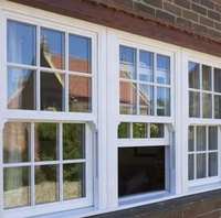Fenêtre à guillotine simple de style américain, double vitrage trempé, fenêtres coulissantes verticales en PVC/UPVC