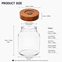 Vente en gros de pots de conservation en verre transparent de 1900 ml avec couvercle en bois d'acacia, récipient hermétique de qualité alimentaire, organisateur de garde-manger, logo personnalisé