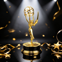Trophée en alliage de zinc plaqué or style Emmy avec impression UV, statue de récompense gravée sur mesure pour cérémonie, souvenir, cadeau