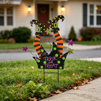 Dekorasi Halloween untuk Taman Depan, Pot Bunga, dan Kebun, Seni Logam Penyihir Buatan Tangan untuk Halaman Luar
