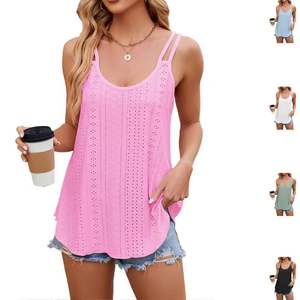 T-shirt débardeur pour femme, style urbain, col rond, couleur unie, en polyester respirant, décontracté, printemps-été, vente en gros - Product Image 1