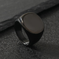 Edelstahl Ovaler Siegelring mit Polierter Flacher Oberseite, Gravierbarer Statement-Ring für Herren, Personalisierter Schmuck