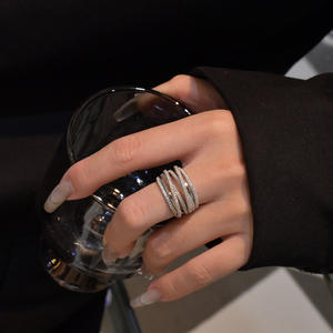 Anillos de circonita <span class=keywords><strong>Punk</strong></span> para mujer, joyería de 13mm de ancho, tejido multicapa, cz, Plata de Ley 925, anillo de circonia cúbica - Product Image 3