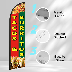 Banderas de Plumas Personalizadas de Alta Calidad de 2.5*11.5 Pies con Diseño de Burritos y Tacos, Bandera de Playa para Fiestas en la Playa y Promociones Publicitarias - Product Image 3
