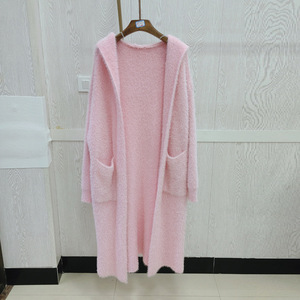 <span class=keywords><strong>Cappotto</strong></span> 2025 in maglia di peluche Cardigan oversize con cappuccio da <span class=keywords><strong>donna</strong></span> con tasca (mantello invernale foderato in pelliccia sintetica) - Product Image 2