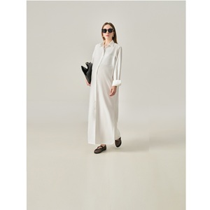Vestidos de Verano a Rayas de Poliéster y Algodón, Cuello Camisero, Cintura Holgada, Estilo Casual Minimalista, Manga Regular, Transpirables, Vietnam - Product Image 1