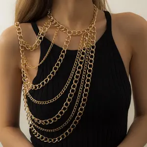 À la mode Nouveau Design De Mode Or Couleur Chaîne De Corps 4-5 Couches Sexy Épaules Taille Chaînes Bijoux Pour Femmes Filles Robe De Soirée