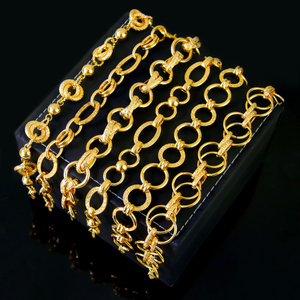 Fashionable Punk Hip Hop Chain <b>Bracelet</b> 21k <b>Gold</b> Plated Simple Chunky Link Ladies Jewelry for Daily Wear - Product Image 2