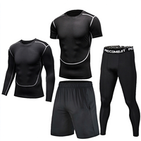 Ensemble de vêtements de sport pour homme 4 en 1, haut de sport respirant à haute élasticité, collants, shorts de sport, vêtements de fitness pour la salle de sport