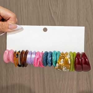 2025 Exquisite <b>Fashion</b> New Exaggerated Color Artistic C Shaped Earrings Acrylic Resin <b>Hoop</b> <b>Earings</b> Set for Girls - Product Image 3