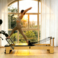 Reformer Pilates en bois de hêtre pour exercices de yoga, de mise en forme et de musculation
