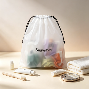 Bolsa de Plástico PE Esmerilado Impermeable con Cordón, Impresión de Logotipo Personalizado, para Guardar Ropa, Ropa Interior, Calcetines y Prendas - Product Image 5