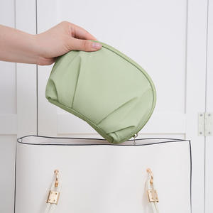 Bolsa de Maquillaje Beilian, Media Luna, Ligera, Portátil, Estuche de Viaje, Gris con Azul Claro, Rh2533 - Product Image 3