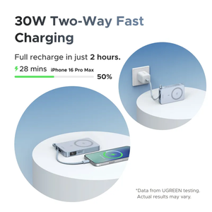 10000mAh 30W Power Bank Wireless Fast Charging MagFlow Powerbank Built in Type-C Cable <b>for</b> 17 Series PB594/75727 25w Power Bank - Product Image 5