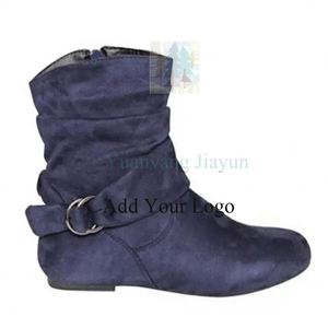Nouvelles Bottes Cheville Plissées en Daim Style Chevalier Vintage Tendance Automne 2022 pour Femme avec Boucle et Fermeture Éclair - Product Image 5