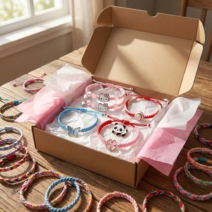 Bracelet <span class=keywords><strong>Macramé</strong></span> Fait Main avec Breloques – Plus de 15 Motifs : Papillon, Tortue, Panda, Trèfle, Baseball, Infini – Réglable, Cadeau d'Amitié, OEM - Product Image 4