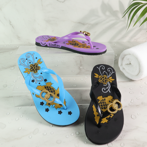 Tongs à fleurs pour femmes avec logo personnalisé, sandales d'été à bout ouvert antidérapantes, chaussures décontractées de plage - Product Image 2