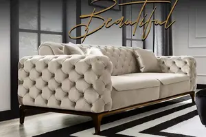Modular Design Beige Chesterfield Luxury Italian Canape Fabric Sofa Furniture Luxury Sectional Couch Living Room Sofa