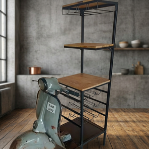 Himalayan Art <b>Industrial</b> Wood Metal home furniture Storage Rack <b>Shelf</b> - Product Image 5