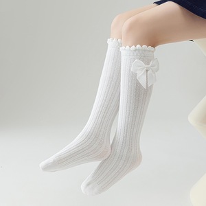 Chaussettes hautes respirantes à volants avec nœud pour filles, collection printemps-été, vente en gros - Product Image 3