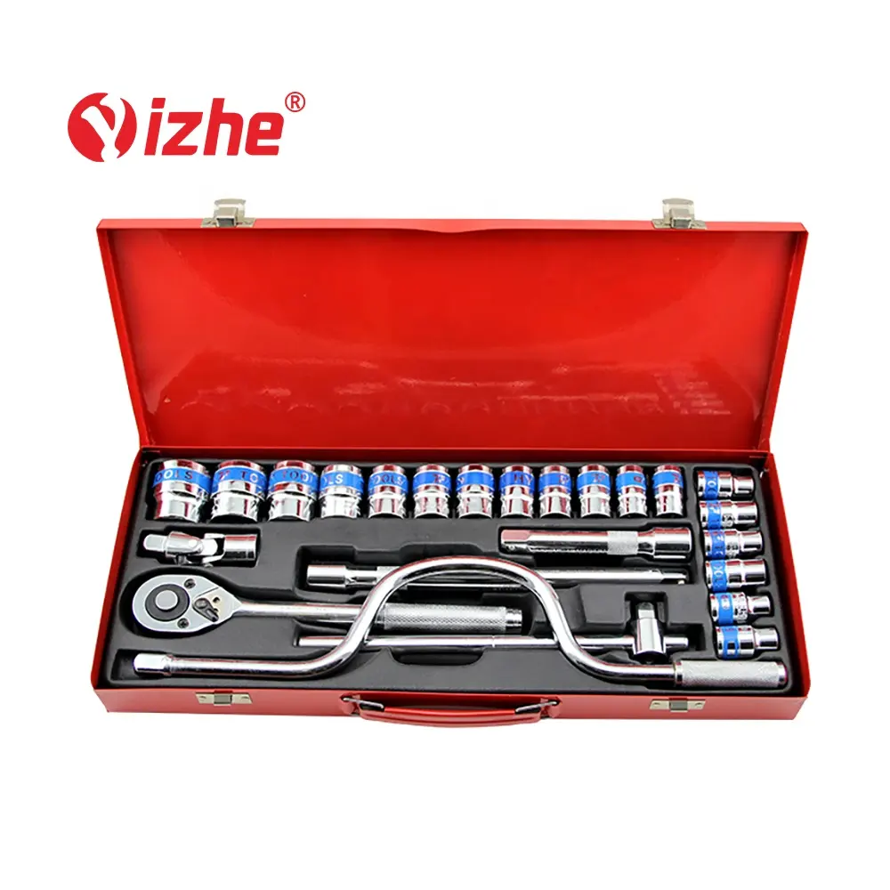 YIZHE 24 Pcs Combination Socket Wrench Sets Tools with iron box