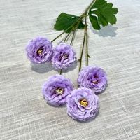 5 têtes de fleurs artificielles de renoncule, tige unique de qualité supérieure pour arrangements de mariage, décoration intérieure, accessoires de photographie