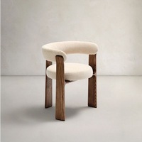 Chaise de salle à manger moderne en bois massif OEM avec fauteuil rembourré en similicuir pour l'ameublement de la maison