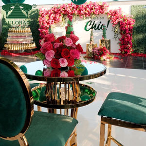 Meubles de mariage Table de bar ronde en acier inoxydable doré pour les événements - Product Image 4