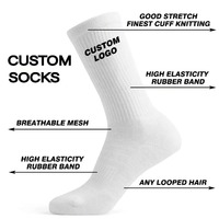 Échantillons Gratuits Chaussettes de Sport Blanches Personnalisables avec Logo de Designer, Faible Quantité Minimale de Commande, Vente en Gros, Chaussettes Pas Chères, Chaussettes avec Logo Personnalisé