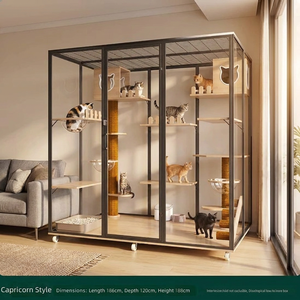 Maison pour chat élégante en bois avec portes en verre trempé, grand espace, mobilier d'intérieur de luxe, fournitures pour chat - Product Image 1