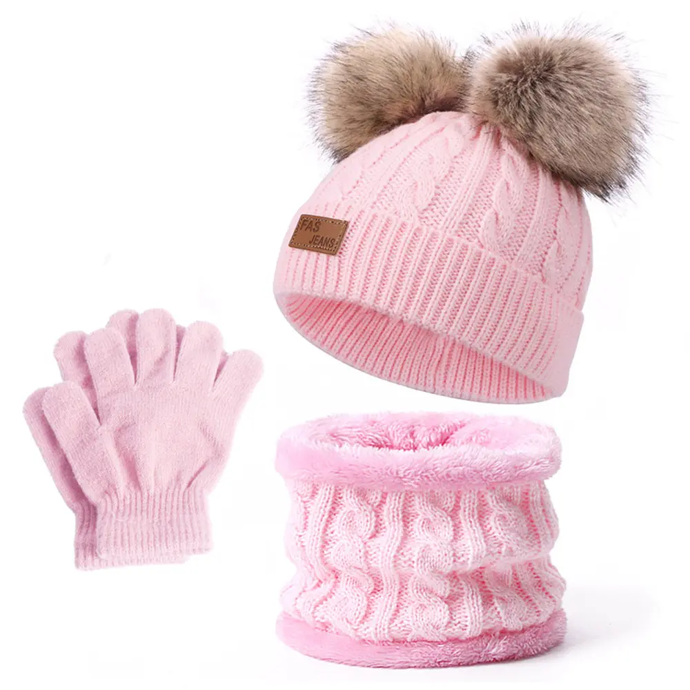 Baby Mütze Winter Mütze Hut Schal Handschuhe Set Strick Kleinkind Hut Handschuhe für Kinder Hals wärmer für Jungen Mädchen Winter Mütze