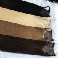 Indische Echthaar-Remy-Clip-in-Pferdeschwanzverlängerung, doppelt gezogen, natürliches Schwarz, verwicklungsfrei, Premium-Qualität, direkt vom Hersteller