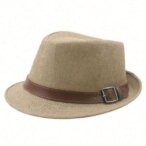British Vintage <b>Fedora</b> <b>Hats</b> for <b>Men</b> Summer Outdoor Beach Party Fashion Anti UV Sun Protection Ribbon & Rope - Product Image 1