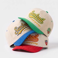 Gorra de Béisbol de Pana de Alta Calidad 2026 con Bloques de Color, Bordado 3D, Estilo Americano Vintage, Snapback Unisex, Gorra de 6 Paneles con Logotipo Escrito